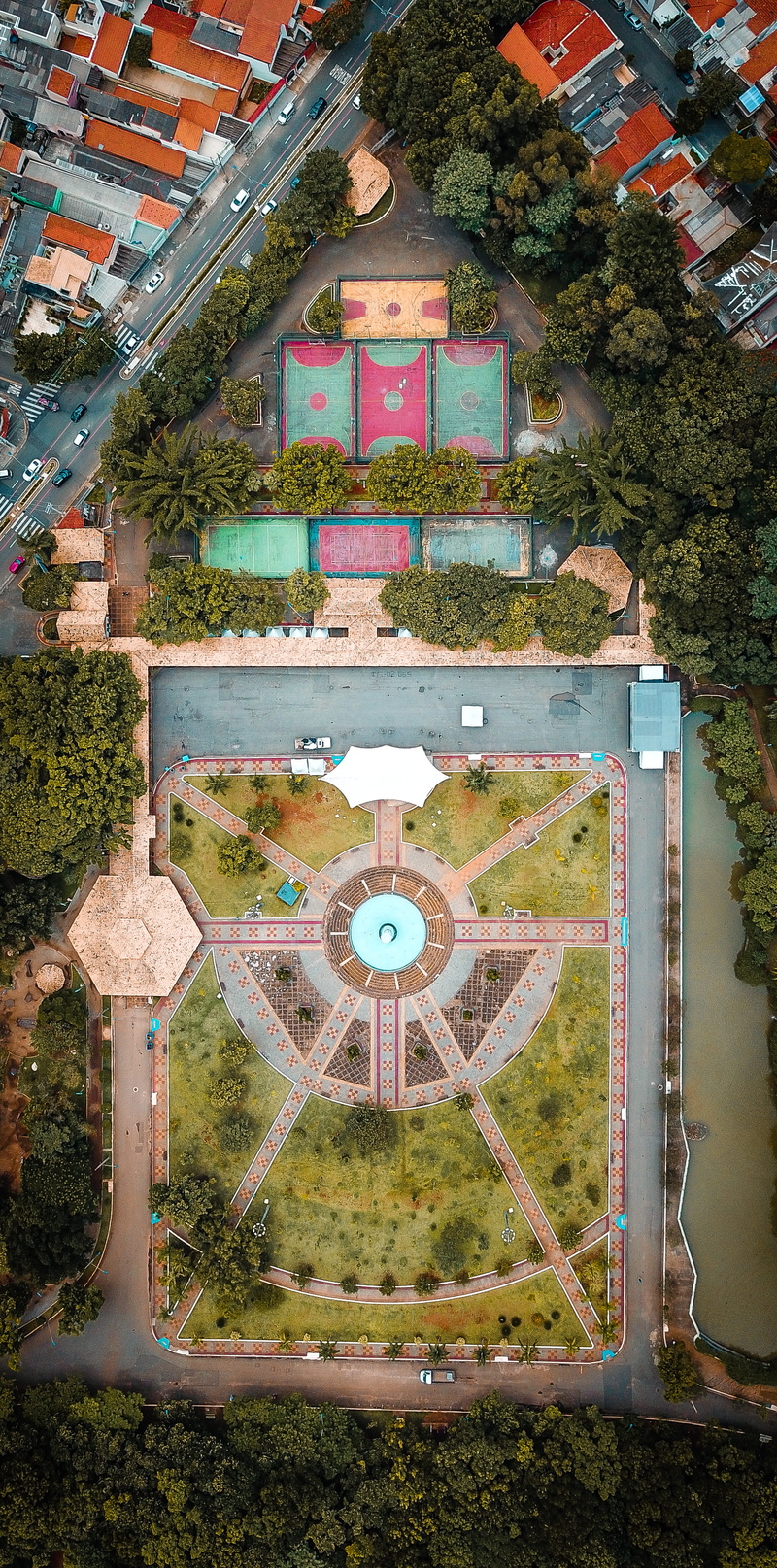 day, urban, scenery, formal garden, town, intersection, park, são josé, no people, outdoors, village, metropolis, architecture, aerial view, 4K, nature