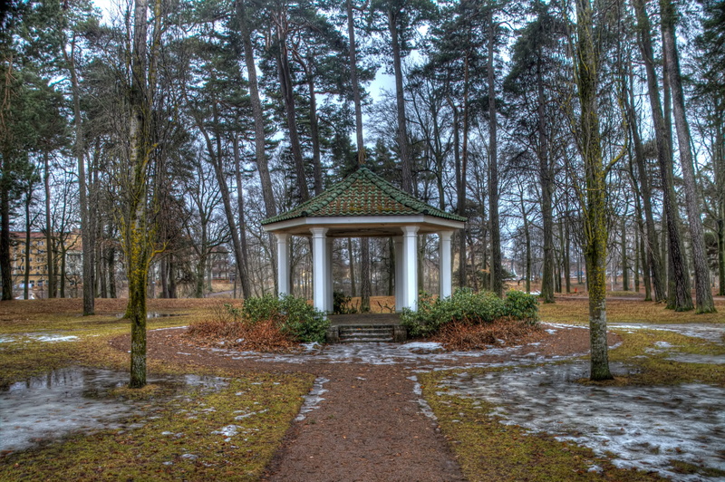 landscape, nature, cultures, 4K, old, growth, tranquility, water, spring, tree, pavilion, the way forward, white, outdoors, history, gazebo, footpath
