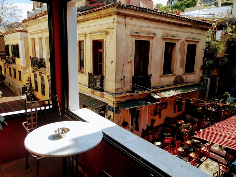 absence, old, balcony, greece, building exterior, building, roof, athens, residential district, window, 4K, built structure, nature, high angle view, cafe