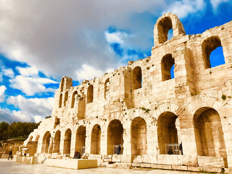 athina, person, soil, the past, architecture, day, ancient, travel destinations, theatro irodou attikou, palm tree, arena, travel, archaeology, fort, cloud - sky