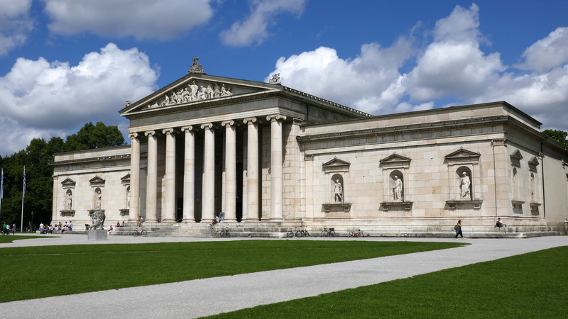 building exterior, neo-classical, built structure, democracy, arcade, gallery, cloud - sky, munich, sky, history, architecture, pediment, tourism, 4K