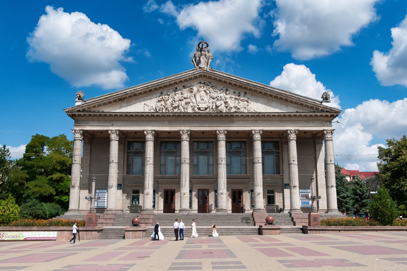 historically, travel destinations, staircase, outdoors, built structure, facade, Ternopil, Theater, art and craft, cloud - sky, 4K, courthouse, downtown