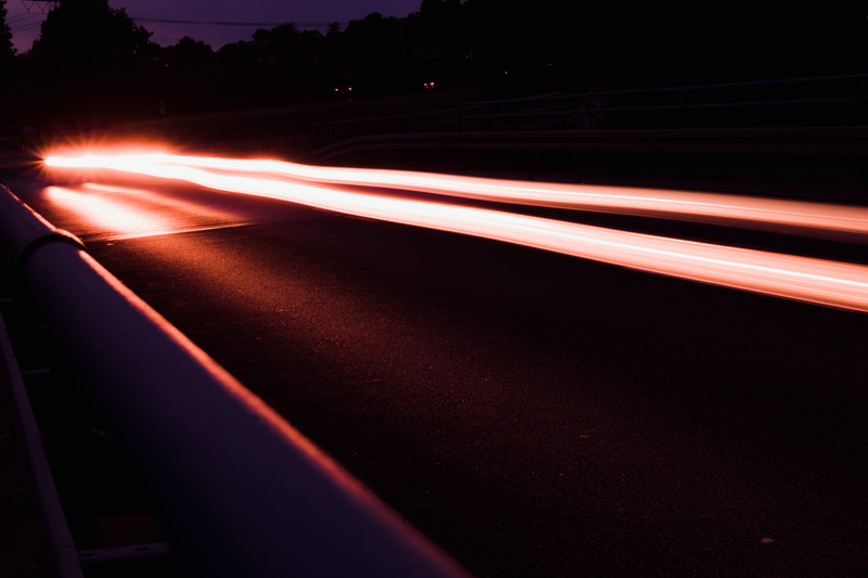 no people, illuminated, city, car, 5K, germany, tail light, car light, outdoors, highway, schwerte, transportation, light trail, glowing, dividing line