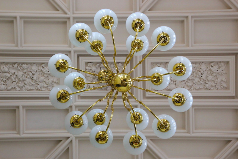 decor, modern, building, representation, ornate, craft, architecture, home, architectural column, bulb, room, lights, low angle view, hanging, illumination