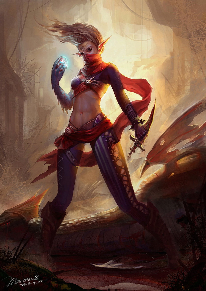 assassin, fantasy, girl, elf, witch, 1080P