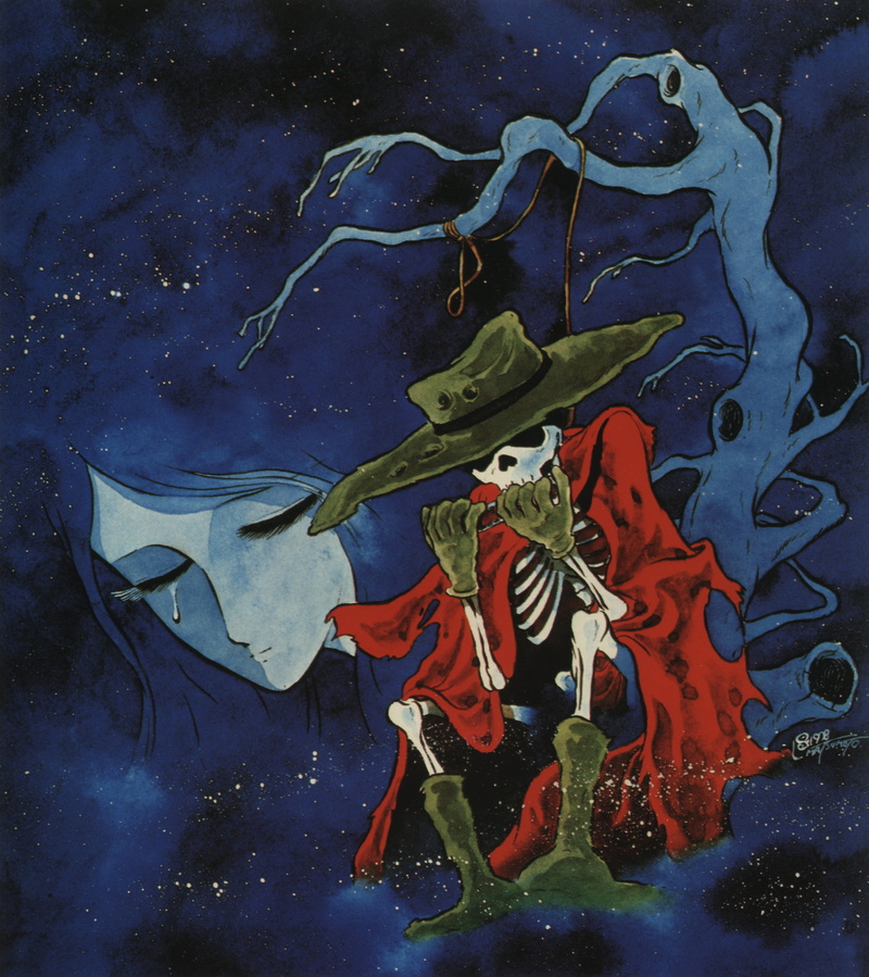environment, plant part, Galaxy Express 999, nature, wet, art and craft, sea, water, outdoors, Leiji Matsumoto, paint, motion, creativity, painted image