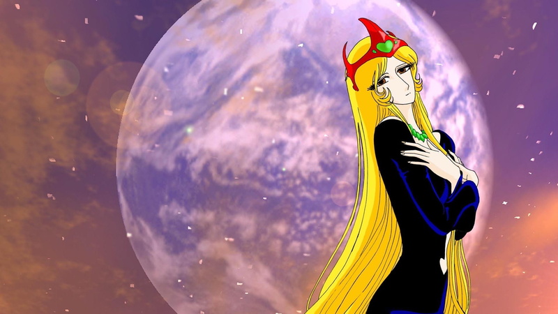 outdoors, Leiji Matsumoto, human representation, nature, waving, water, close-up, representation, purple, day, Queen Millennia, no people, sky, yellow