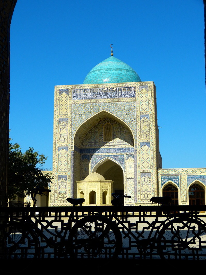 building, travel destinations, sky, no people, mosaic, spirituality, architecture, arch, uzbekistan, 4K, mosque, nature, bukhara, blue, clear sky, outdoors
