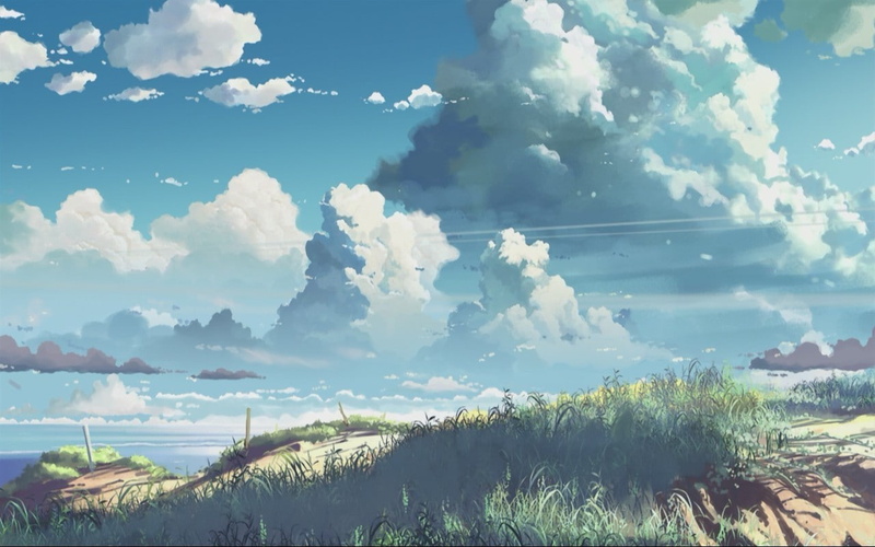 sunlight, grass, 720P, clouds, 5 Centimeters Per Second, Makoto Shinkai