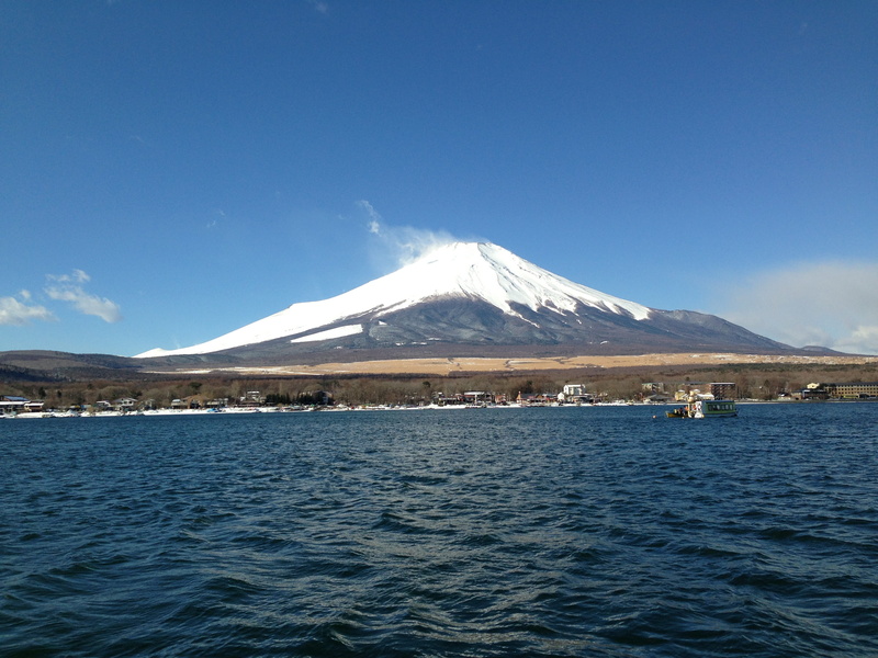 2K, snow, winter, cold temperature, volcano, from the ship, tranquil scene, landscape, snowcapped mountain, no people, blue, day, Ship, lake surface, Lake Yamanaka
