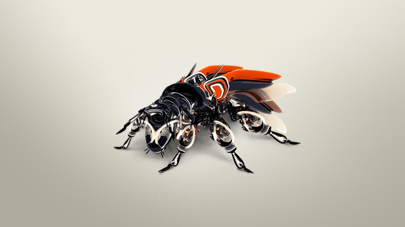 bee, 1080P, black, red, hd, mechinacal, flies, bot