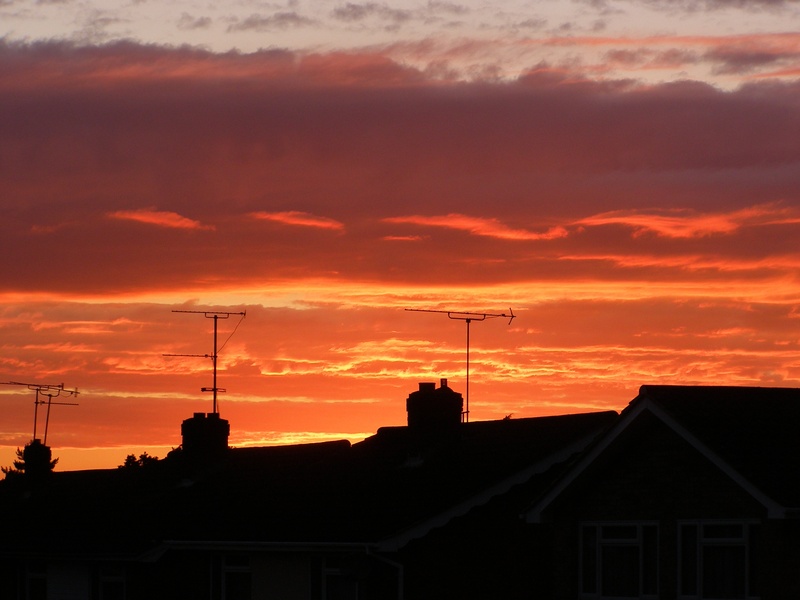 residential district, technology, cloud - sky, clouds, colorful, communication, sunset, antenna - aerial, landscape, built structure, silhouettes, spire