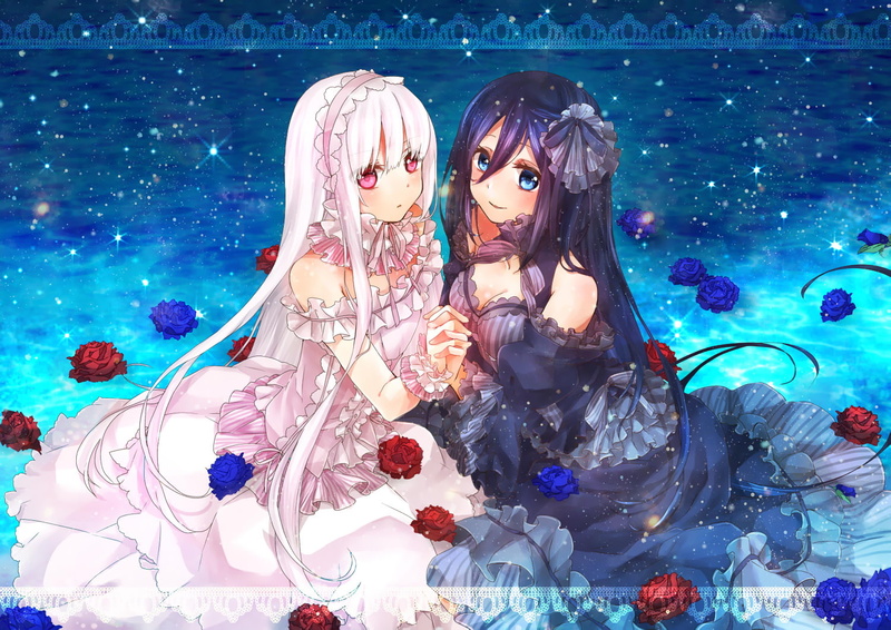 lolita, fashion, dress, long, yama, original, bukiiro, girls, flowers, rose, cleavage, hair, 720P