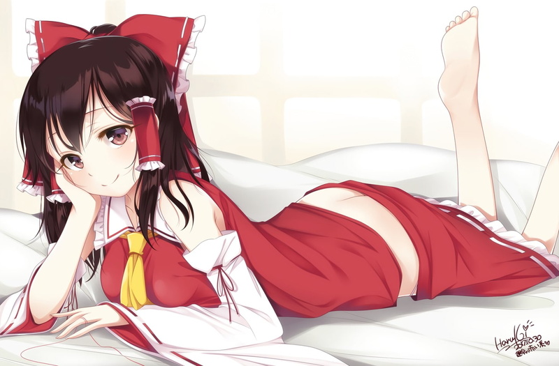 nopan, long, macaron), brown, com, (colorful, hair, reimu, miko, clothes, japanese, 720P, konachan, 255372, haruki, hakurei, barefoot, eyes, touhou