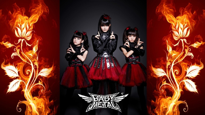babymetal, 1080P, portrait, women, fire, demon - fictional character, standing, flame, night, celebration, glowing, creativity, heat - temperature, front view