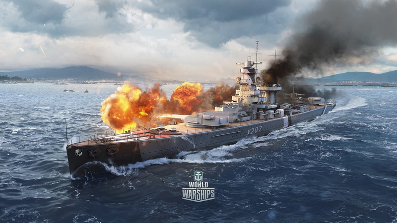 admiral graf, 1080P, World of Warships, ship, fire, artwork