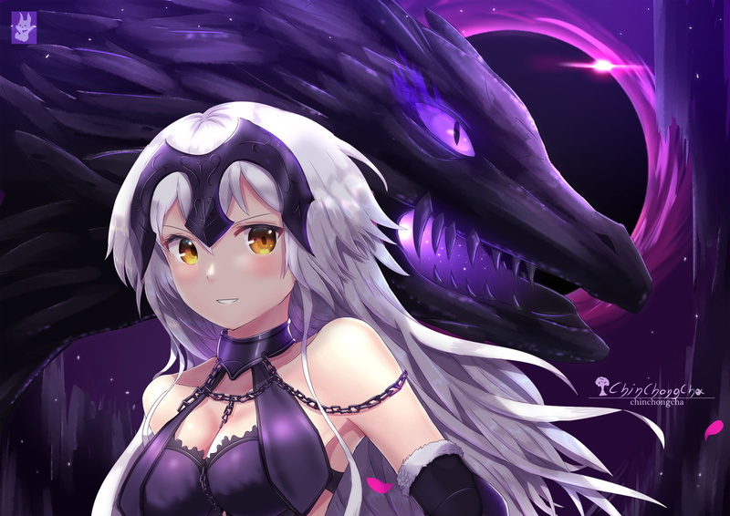 armor, jeanne, white, headdress, fate, darc, konachan, alter, hair, grand, long, breasts, (series), yellow, watermark, order, eyes, dragon, 256817, 1080P