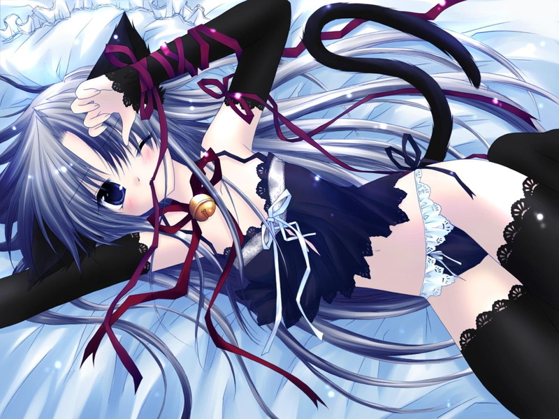 nice, catgirl, dark, rest, cute, girl, 720P