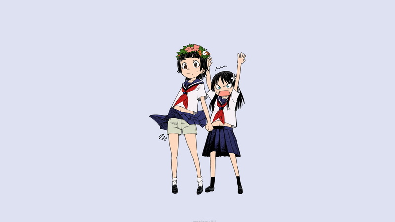 school uniform, simple background, 1080P, long hair, anime girls, manga, Fuyukawa Motoi, To Aru Kagaku no Railgun, Uiharu Kazari, short hair, schoolgirl