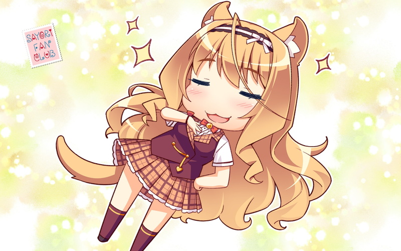 maple, smile, 246025, catgirl, animal, cat, sayori, com, (sayori), tail, 1080P, watermark, konachan, ears, nekopara
