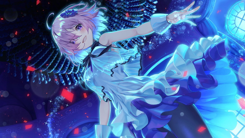 1080P, wristwear, bow, purple eyes, purple hair, dress, short hair, lifting skirt, anime girls, blush, pantyhose