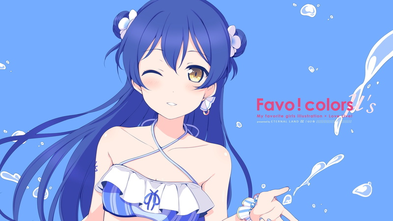 umi, love, eyes, idol, 249109, wristwear, konachan, yellow, live!, school, sonoda, long, hair, land), wink, (eternal, com, swimsuit, 2K, bikini, project