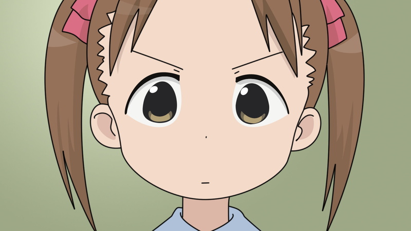 cartoon, Miu Matsuoka , front view, human face, people, art and craft, brown eyes, Ichigo Mashimaro, white skin, humor, indoors, 2K, loli, brunette, close-up