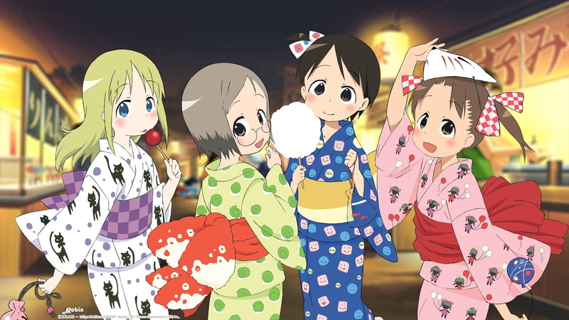 Ana Coppola, anime, artwork, yukata, Chika Itou, Sakuragi Matsuri, white skin, Miu Matsuoka, 1080P, anime girls, Ichigo Mashimaro