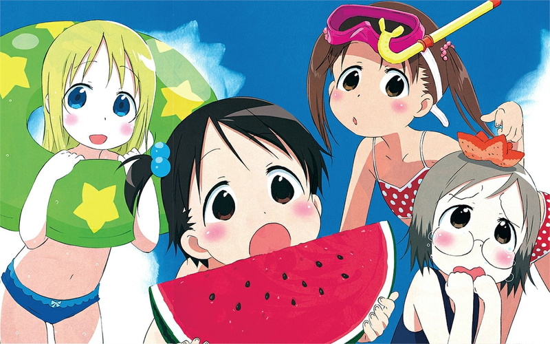 anime girls, 720P, swimwear, Miu Matsuoka, anime, Ana Coppola, Ichigo Mashimaro, artwork, white skin, Chika Itou, Sakuragi Matsuri