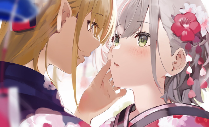 Shiranui Flare, 720P, Hololive, anime, Shirogane Noel, anime girls, Niii