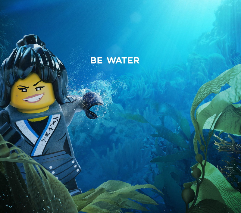 text, underwater, water, 2K, The Lego Ninjago Movie, photo, overlay, Nya, 2017, Be Water