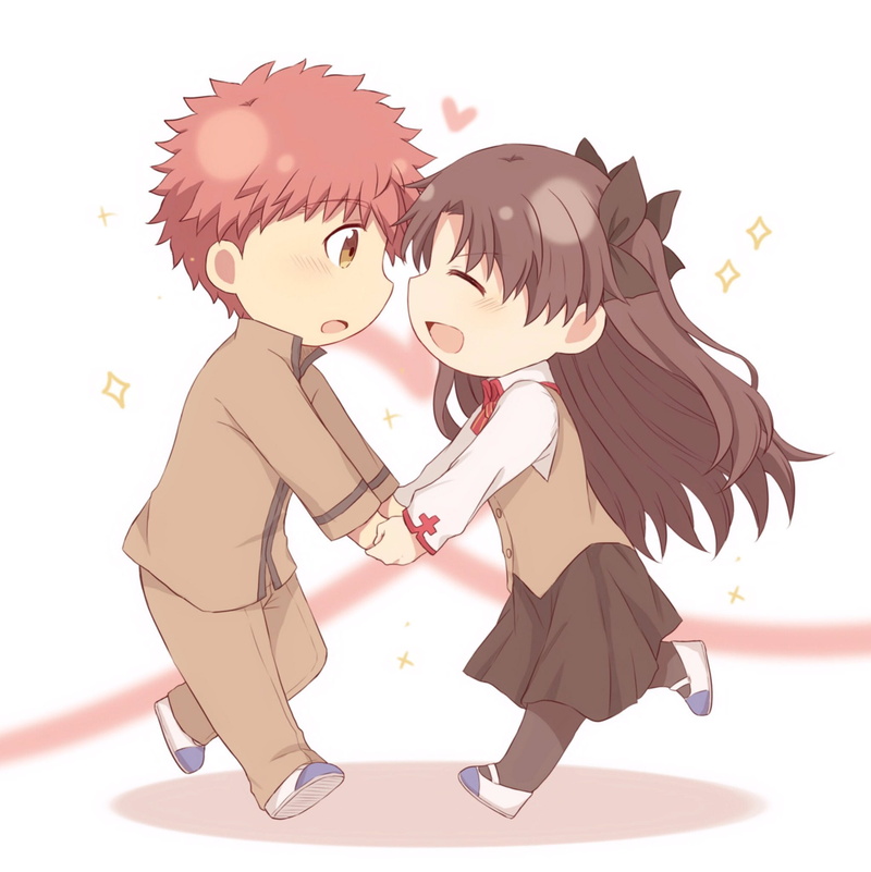 2D, redhead, fan art, blushing, digital art, simple background, short hair, black stockings, 1080P, holding hands, anime girls, FGO, Fate Series, black hair