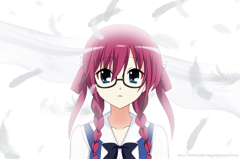 disguise, one person, human body part, women, day, grisaia no kajitsu suou amane glasses braids, tree, looking at camera, leisure activity, human face