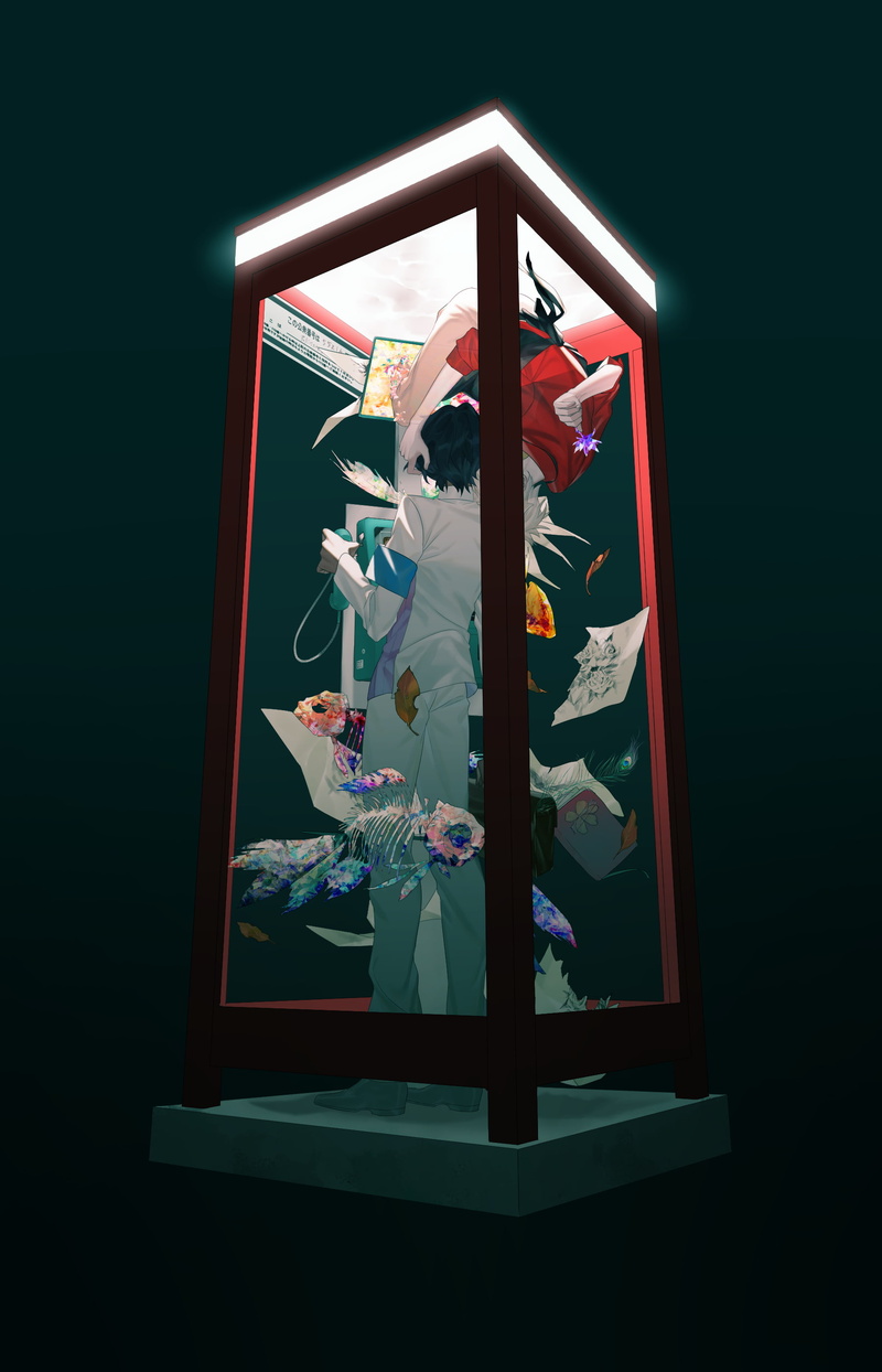flowering plant, no people, wall - building feature, fate grand order, art and craft, glass - material, 2K, lancer of red, reflection, Anime, indoors