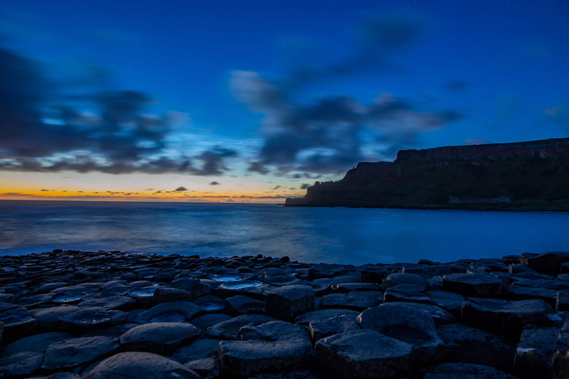 scenics - nature, tranquil scene, yellow, blue, shore, mountain, non-urban scene, cloud - sky, causeway, cloud, no people, 5K, sunset, beach, rock - object