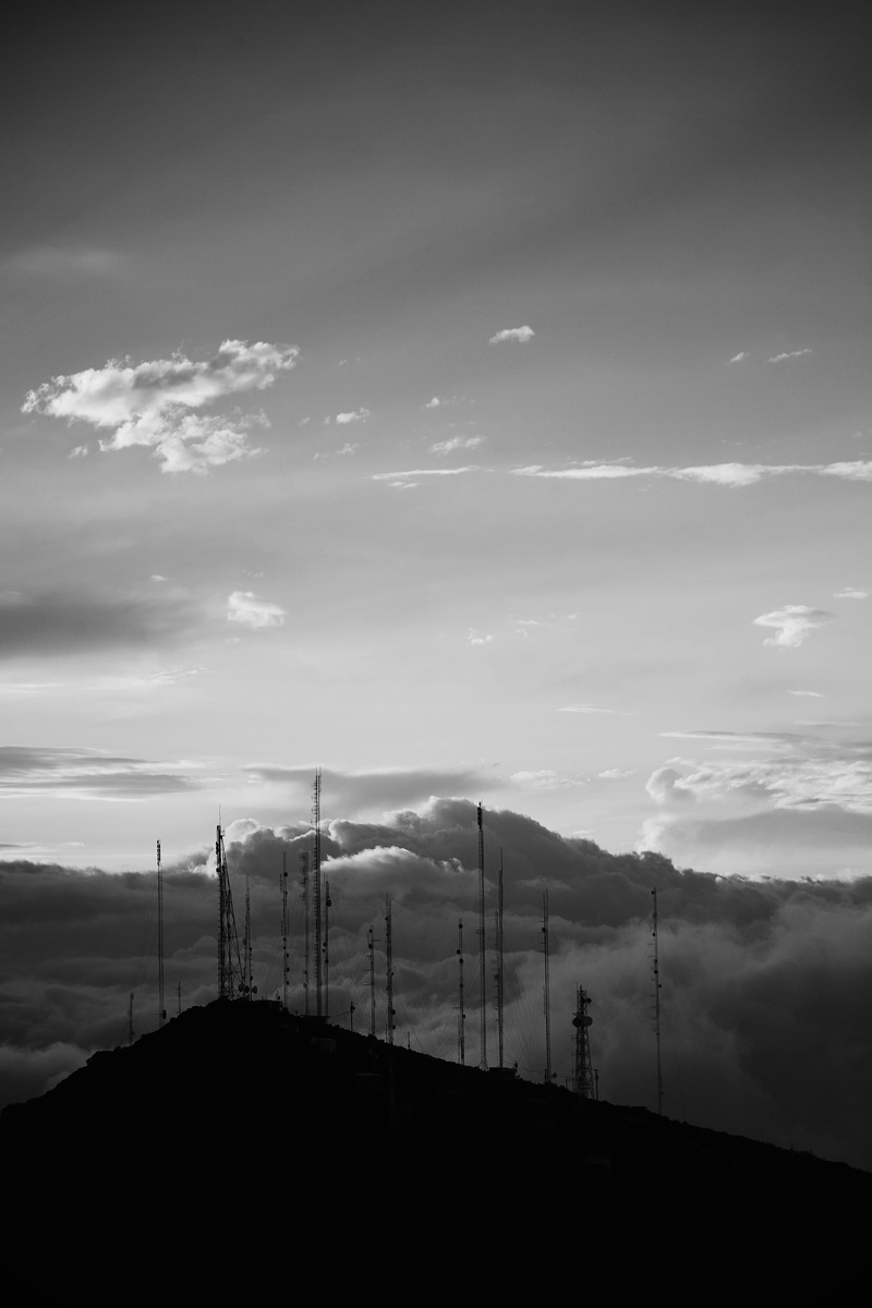 mountain, silhouette, nature, antennas, naturephotography, fuel and power generation, dusk, connection, natural, blackandwhite, landscape, communication