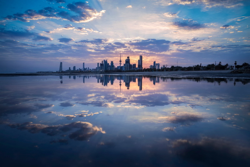 1080P, Kuwait City, the city, reflection.clouds