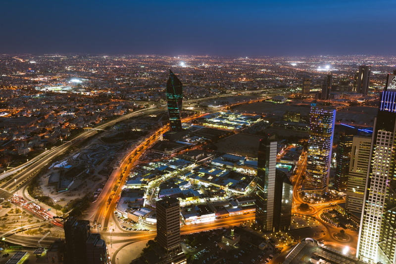 Horizon, 1080P, Light, Night, Aerial, Cities, Cityscape, Kuwait, Kuwait City, Building, Skyscraper, City