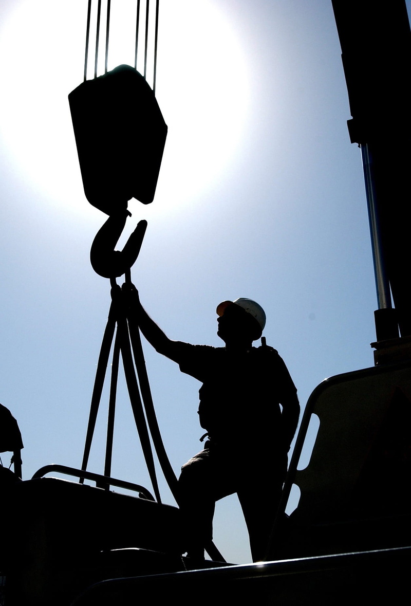 Crane, sky, Kuwait, people, standing, one man only, Nature, outdoors, three quarter length, low angle view, clear sky, occupation, 720P, near, day, Man