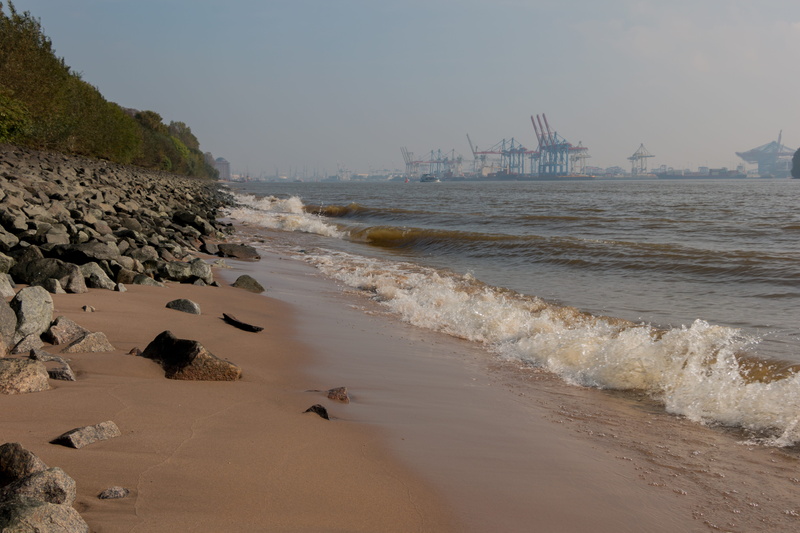 port of hamburg, tranquil scene, container, hamburg port, water, outdoors, port city, urban, autumn, sand beach, coast, hanseatic, sand, crane, wave, land