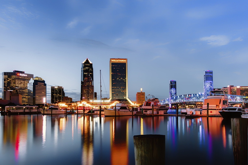 boats, 1080P, USA, FL, lights, yachts, pier, Jacksonville, Florida, the evening