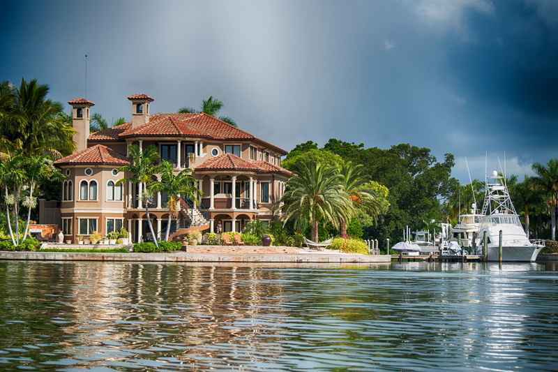 palm trees, Villa, Sarasota Bay, yachts, Sarasota, FL, water, 1080P, Florida