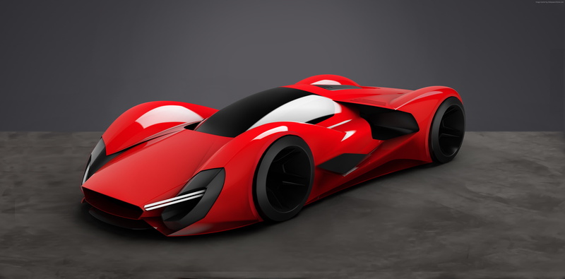 red, supercar, Ferrari 2040, Ferrari World Design Contest 2016, 4K, FWDC, Parabolica