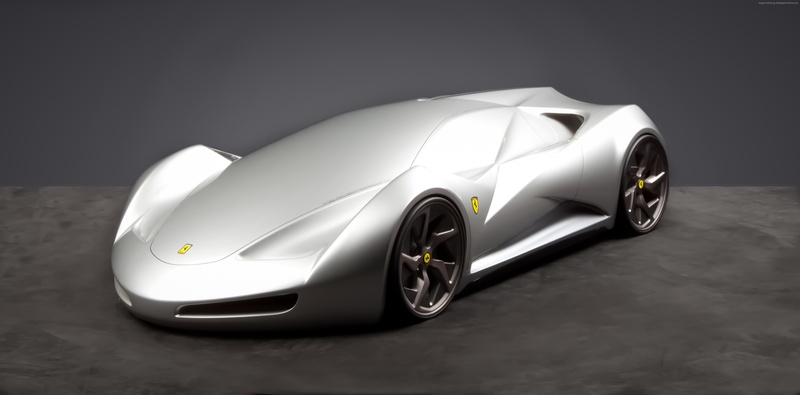 vehicle part, convertible, land vehicle, studio shot, car, silver colored, chrome, shiny, sports car, racecar, 4K, gray, Ferrari World Design Contest 2016
