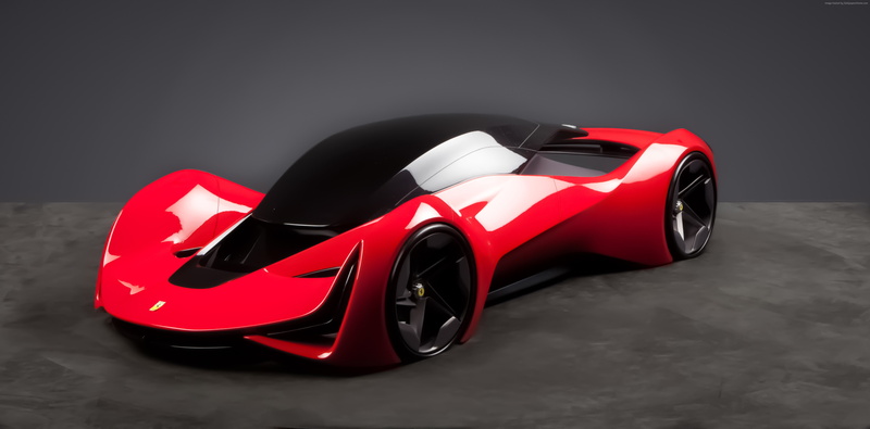 land vehicle, transportation, motor vehicle, sport, red, car, Ferrari Futurismo, competition, speed, indoors, luxury, modern, supercar, mode of transportation