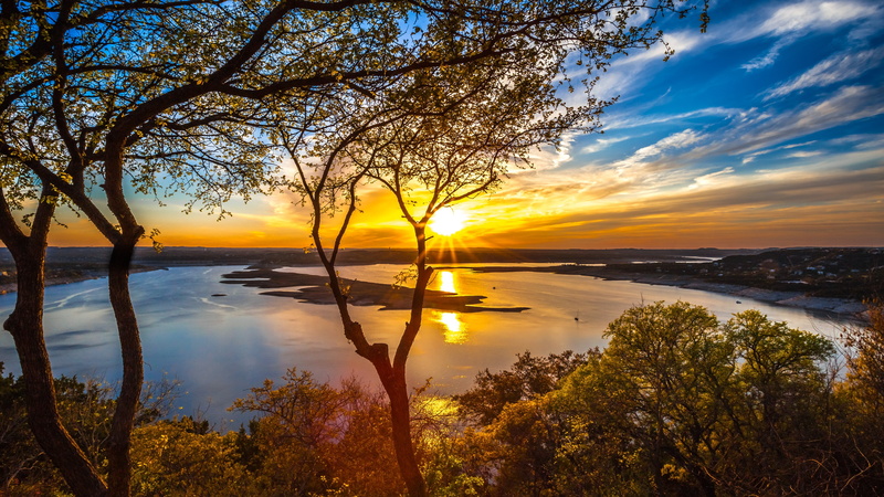 orange, dusk, sunset, 4K, lake, bay, hd, cloud, reflecting, trees