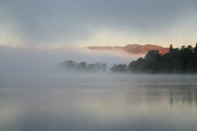 non-urban scene, light, idyllic, landscape, country, outdoors, tree, calm, scenics - nature, hazy, nature, district, morning, windermere, sky, scenics