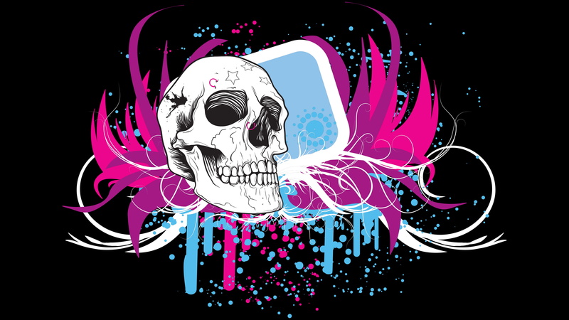 skull, black background, Skull Face, representation, human body part, event, purple, digital art, pink color, creativity, halloween, simple background