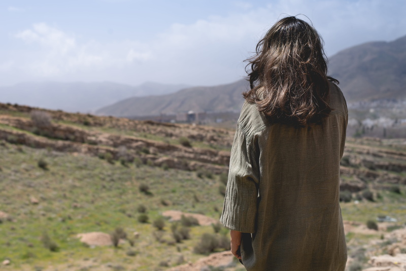 chamran hill, hair, day, cloak, coat, outdoors, poncho, rear view, fashion, real people, dress, shiraz, overcoat, looking at view, long hair, environment