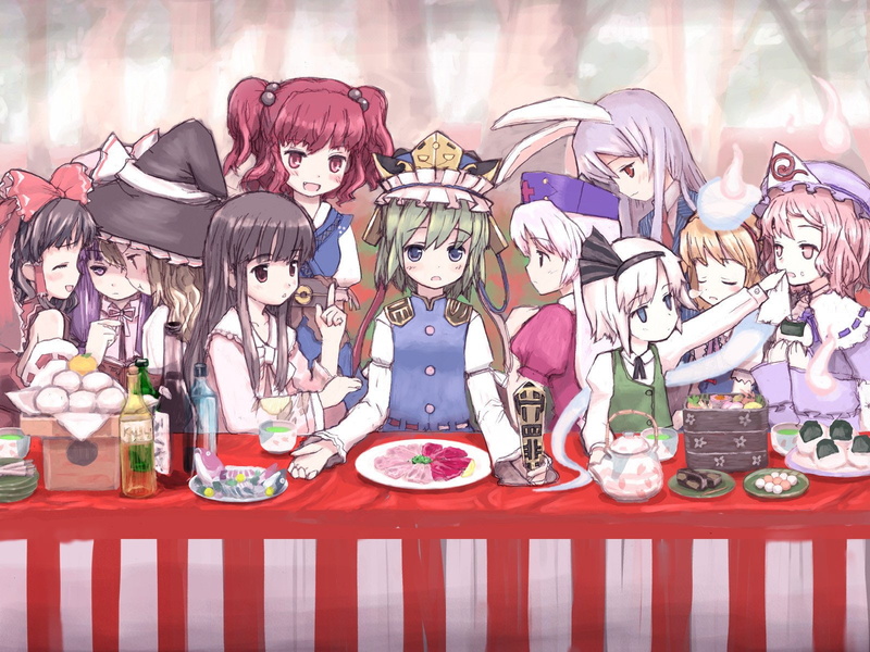Kaguya Houraisan, Patchouli Knowledge, Komachi Onozuka, Reimu Hakurei, 720P, Marisa Kirisame, Reisen Udongein Inaba, Anime, Yuyuko Saigyouji, Shikieiki Yamaxanadu